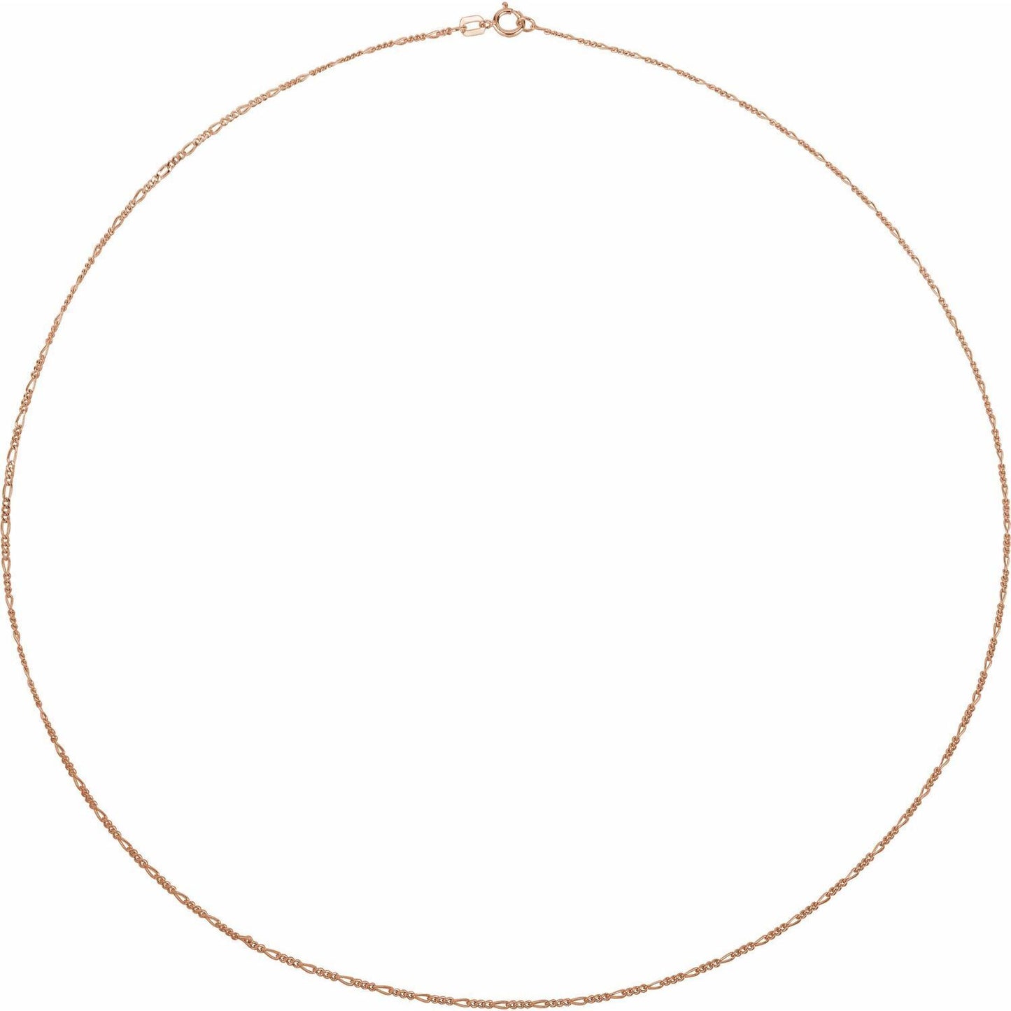 14k Rose Gold 1.28 mm Figaro 24" Chain Necklace Fine Gift for Women