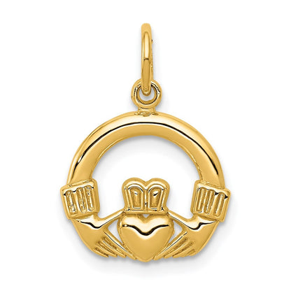 14k Yellow Gold Claddagh Charm