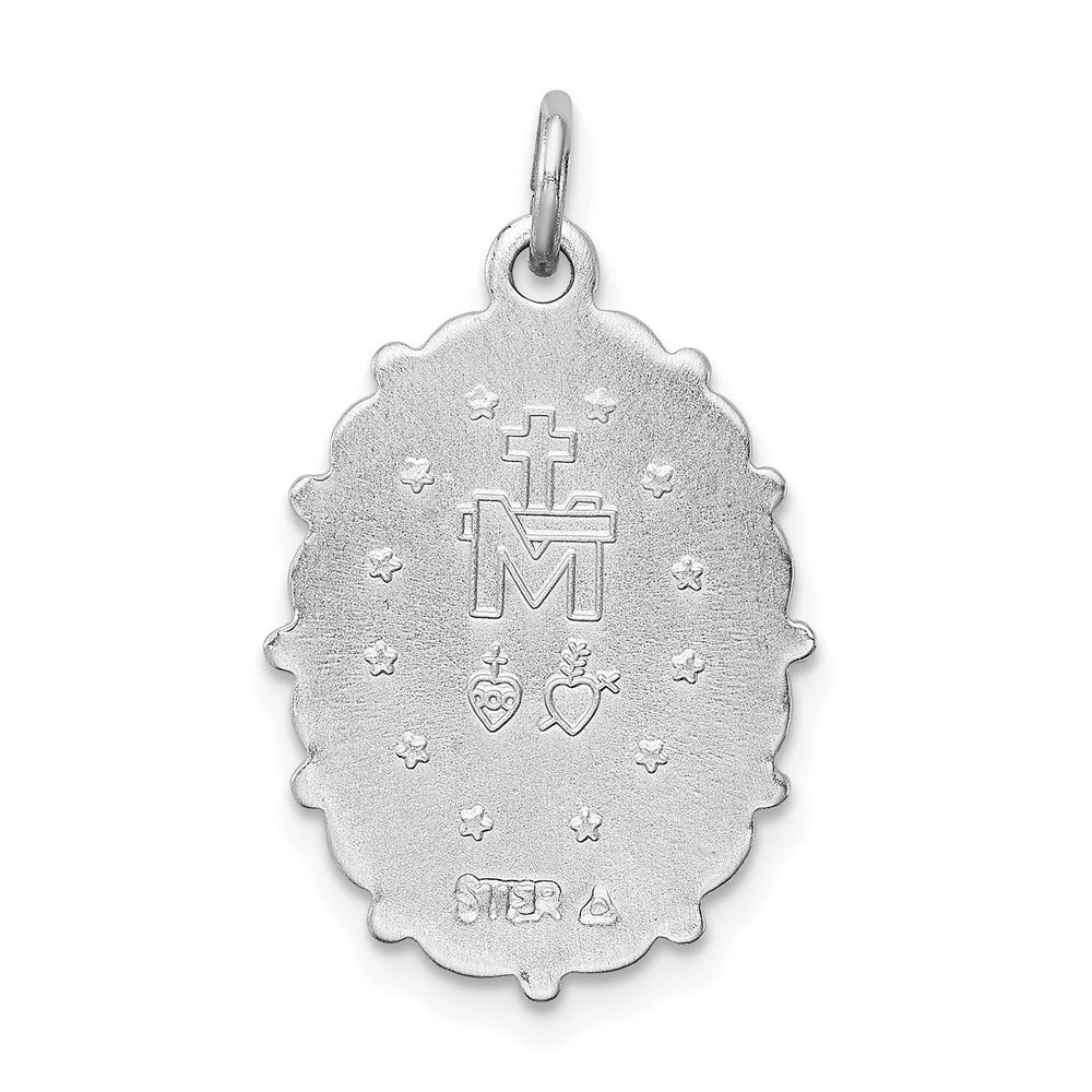 Sterling Silver Rhodium-plated Miraculous Medal Pendant