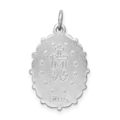 Sterling Silver Rhodium-plated Miraculous Medal Pendant