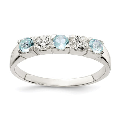 Sterling Silver Light Blue & White Cubic Zirconia Ring Size 6