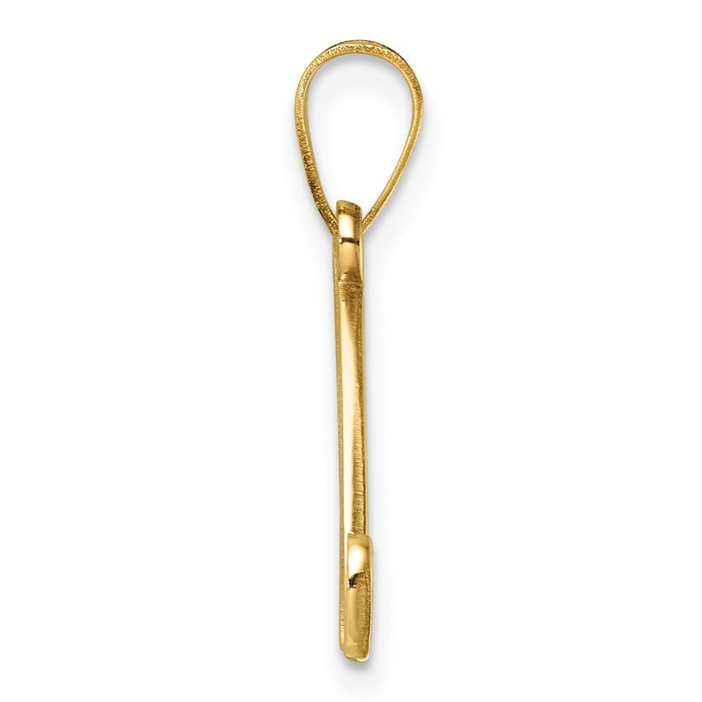 14k Yellow Gold Script Letter N Initial Pendant for Women