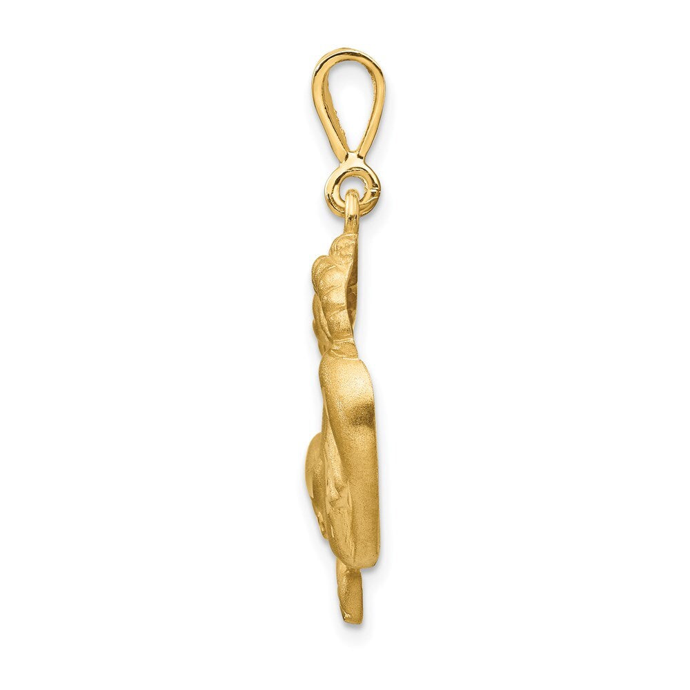 14k Yellow Gold Satin Diamond-cut Capricorn Zodiac Charm