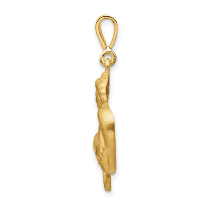 14k Yellow Gold Satin Diamond-cut Capricorn Zodiac Charm