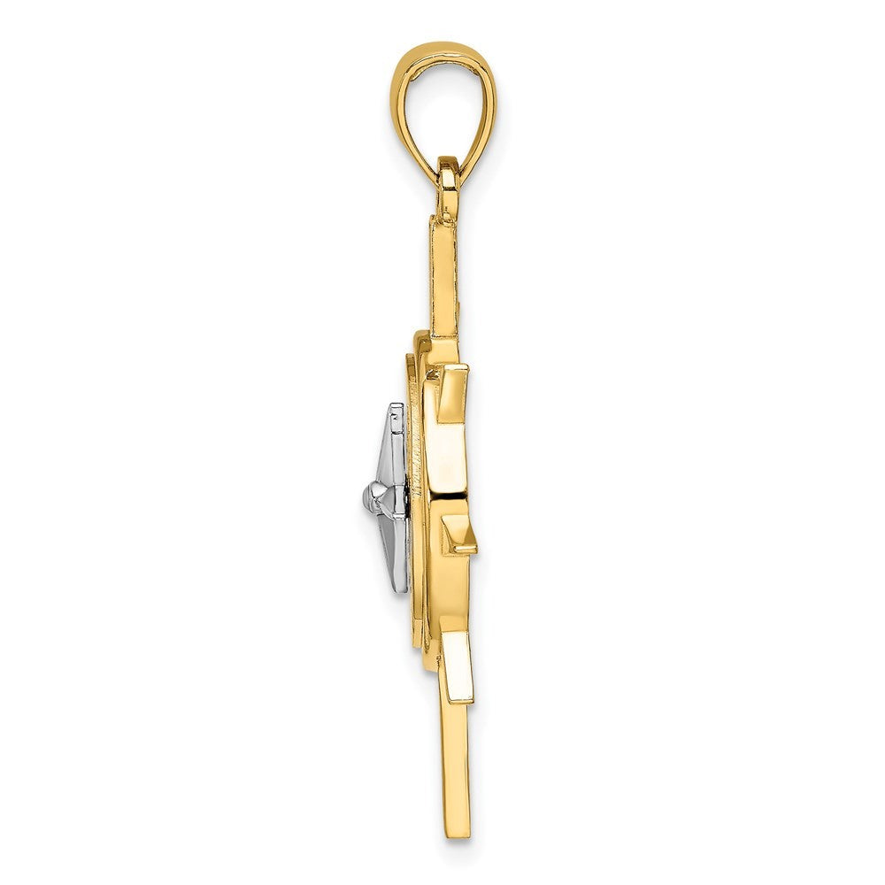 14K Two-Tone Gold Star w Nautical Compass Charm