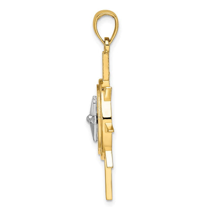 14K Two-Tone Gold Star w Nautical Compass Charm