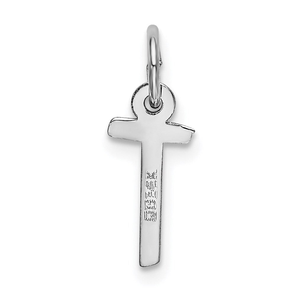 14k White Gold Small Slanted Block Letter T Initial Charm Pendant for Women