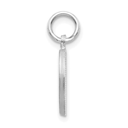 14k White Gold Satin Diamond-cut Letter D Initial Charm Pendant