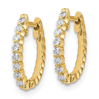 14k Yellow Gold AA Diamond Hinged Hoop Earrings