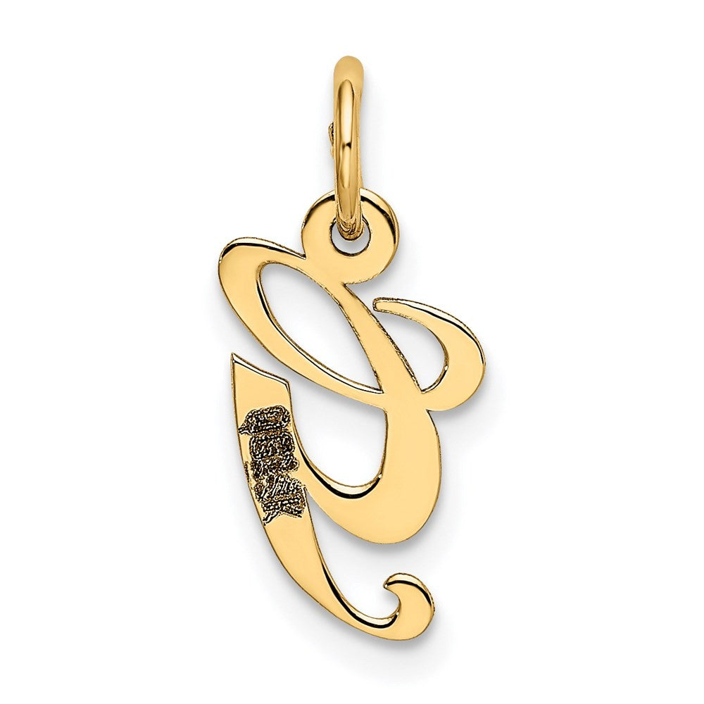 14k Yellow Gold Small Fancy Script Letter G Initial Charm Pendant