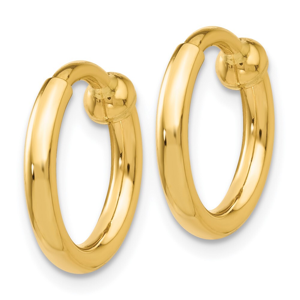 14k Yellow Gold Non-Pierced Hoop Earrings Gift for Women