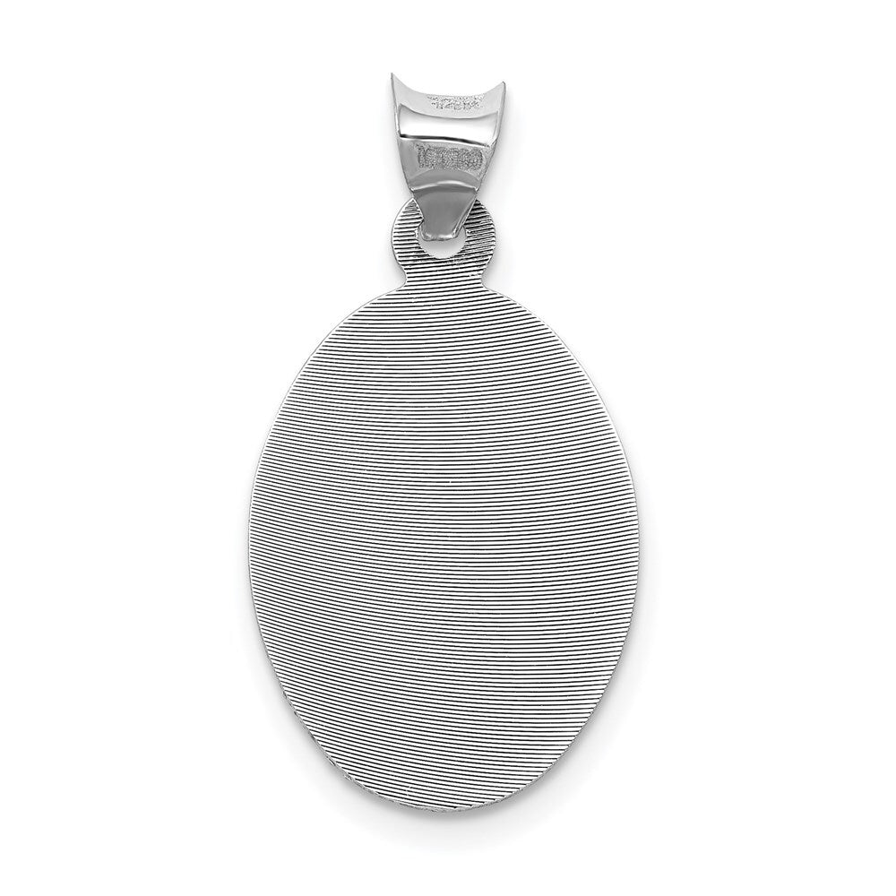 14k White Gold Our Lady of Guadalupe Semi-solid Oval Pendant for Women