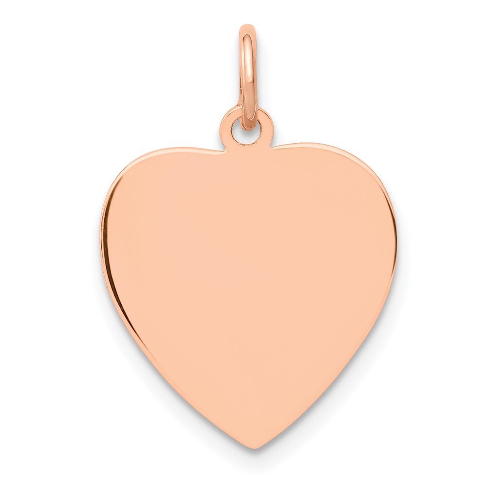 14k Rose Gold Rose Polished Heart Shaped Disc Pendant for Women