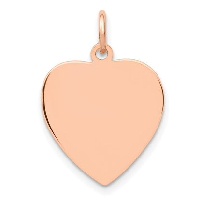 14k Rose Gold Rose Polished Heart Shaped Disc Pendant for Women
