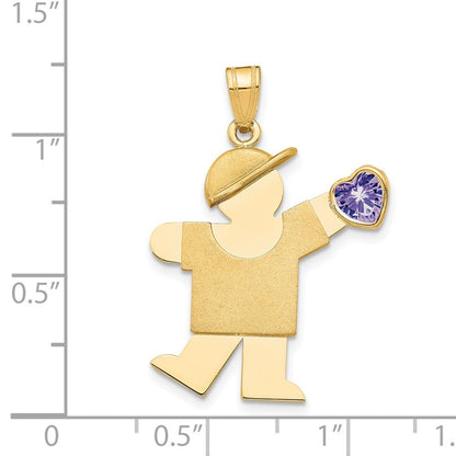 14k Yellow Gold Boy with Cubic Zirconia June Birthstone Charm