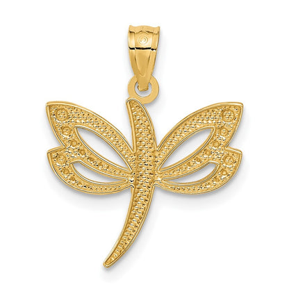 14k Yellow Gold Rhodium Dragonfly Pendant for Women