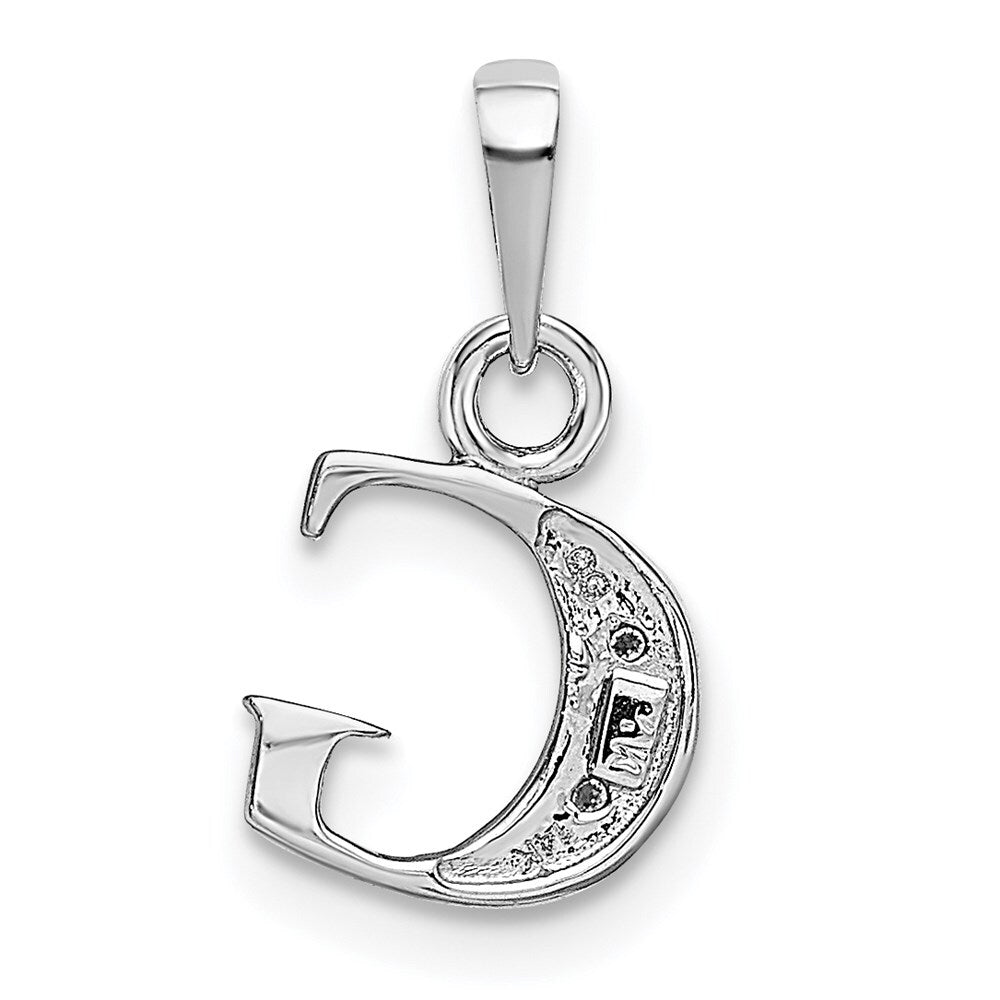 14k White Gold Rhodium-plated Diamond Letter G Initial Pendant for Women
