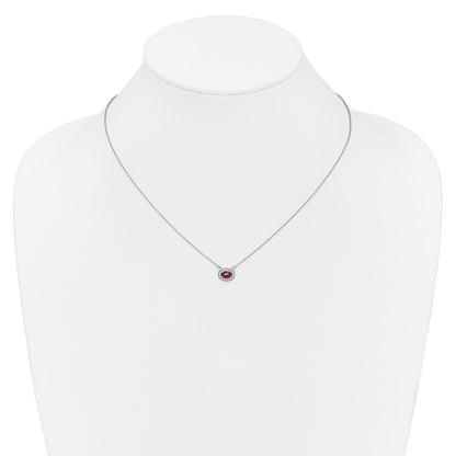14k White Gold Diamond and Oval Ruby 18 inch Necklace
