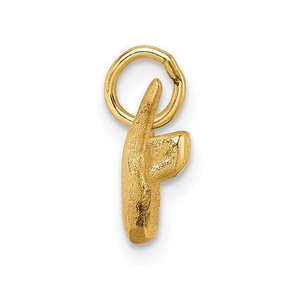 14k Yellow Gold Polished Shaka Hang Loose Hand Pendant
