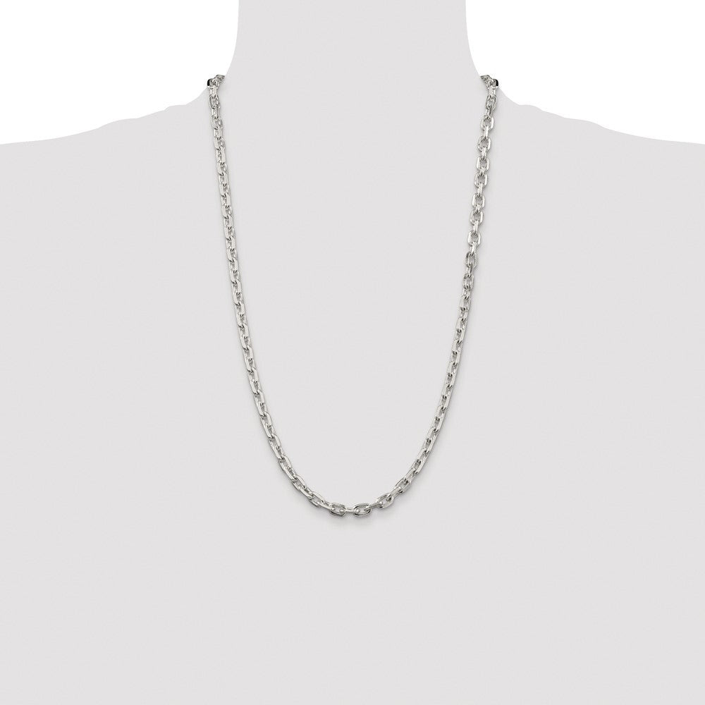 Sterling Silver Rhodium-plated 5.4mm Beveled Oval Cable Chain