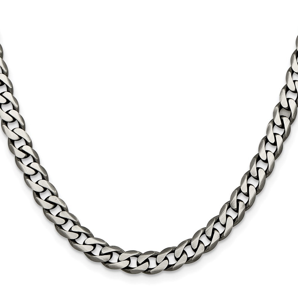 Sterling Silver Antiqued 6.5mm Curb Chain Necklace