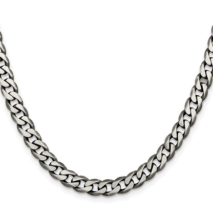 Sterling Silver Antiqued 6.5mm Curb Chain Necklace