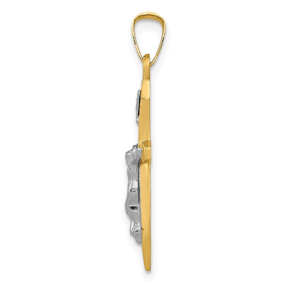 14k Two-tone Gold Polished INRI Crucifix Pendant for Women