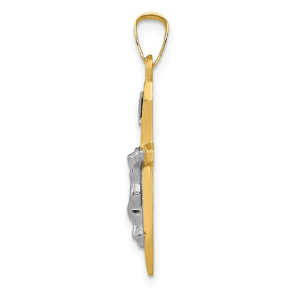 14k Two-tone Gold Polished INRI Crucifix Pendant for Women