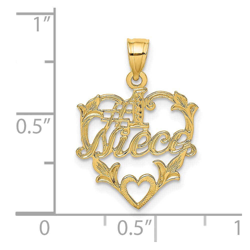 14k Yellow Gold #1 NIECE in Heart Charm Pendant for Women