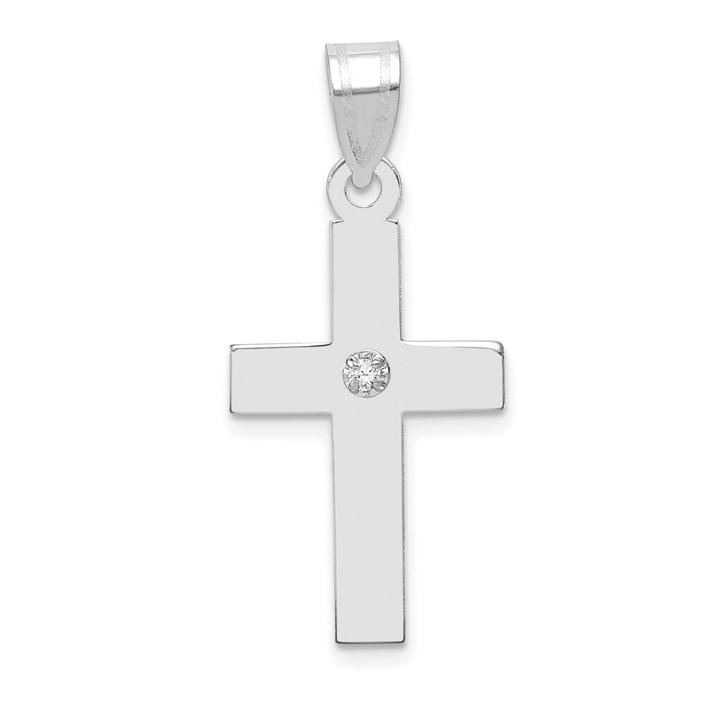 14k White Gold .02ct. Diamond Cross Pendant for Women
