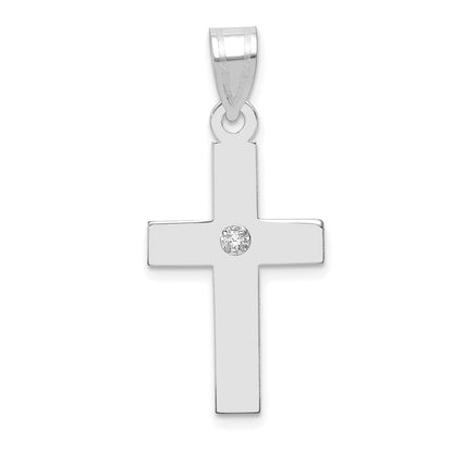 14k White Gold .02ct. Diamond Cross Pendant for Women