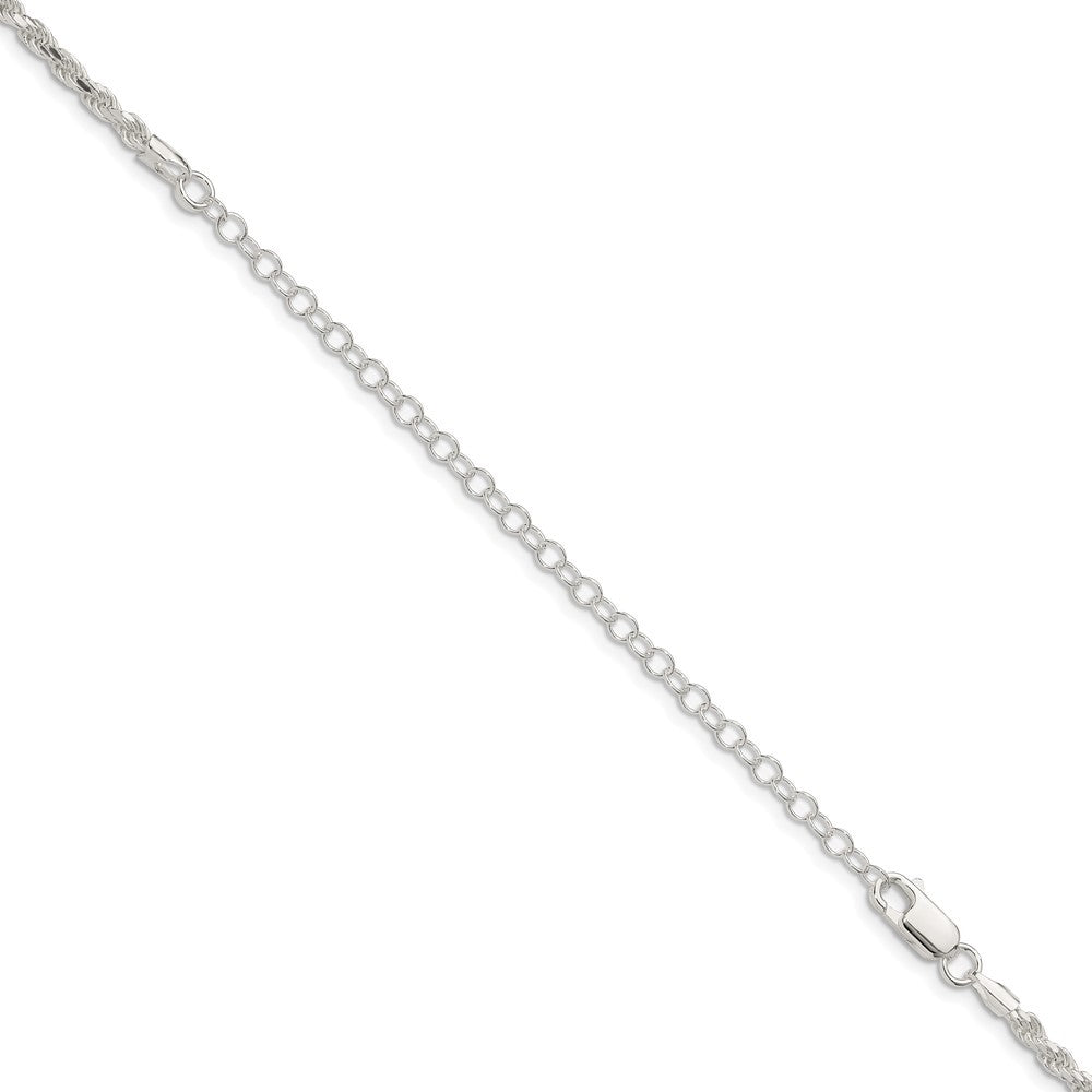 Sterling Silver 2.75mm Diamond-cut Rope Chain Necklace w/4in ext.