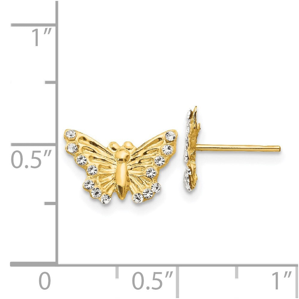 14k Yellow Gold Cubic Zirconia Butterfly Stud Earrings