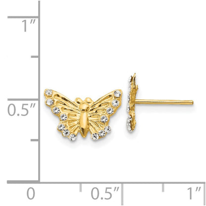 14k Yellow Gold Cubic Zirconia Butterfly Stud Earrings