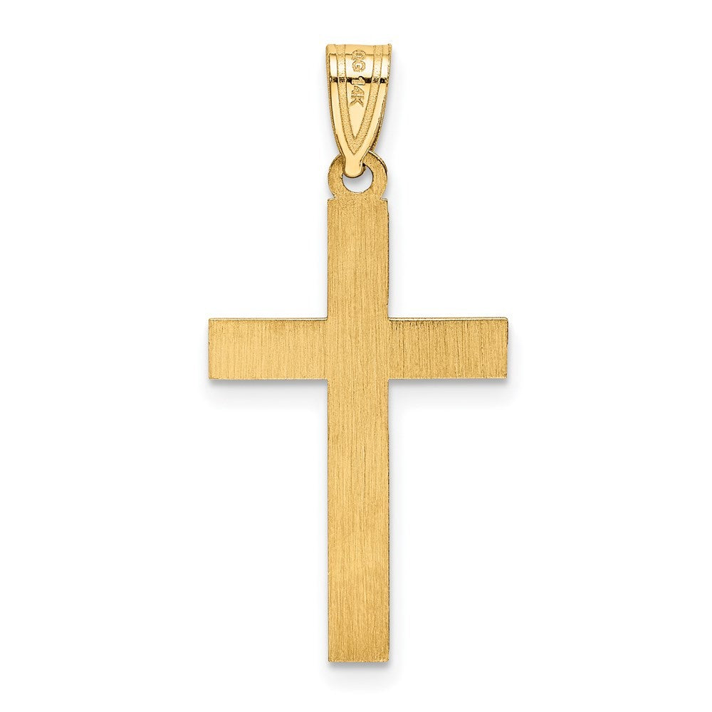 14k Yellow Gold Etched Floral Cross Pendant