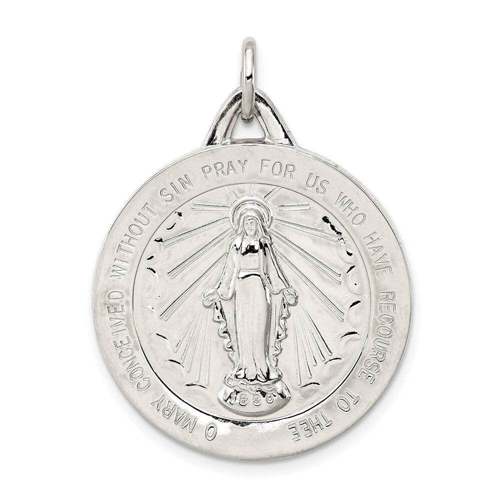 Sterling Silver Miraculous Medal Pendant Holiday Gift for Women
