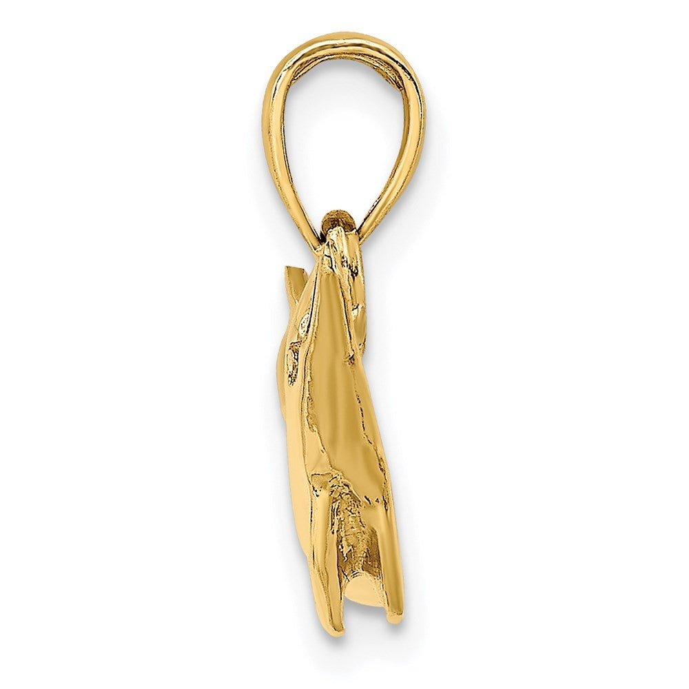 14k Yellow Gold Polished Dolphin Charm Pendant