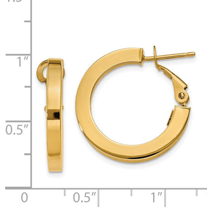 14k Yellow Gold 3mm Square Tube Round Hoop Earrings Gift for Women