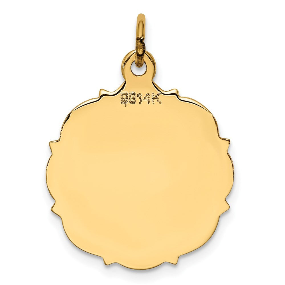 14k Yellow Gold Plain .013 Gauge Engravable Disc Charm Pendant