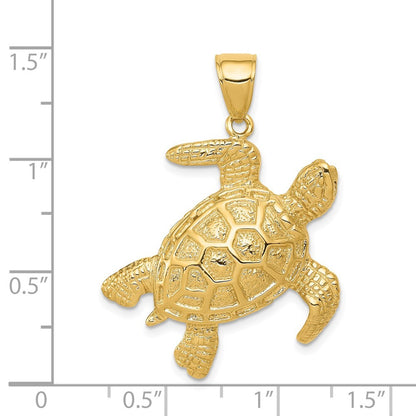 14k Yellow Gold Sea Turtle Pendant