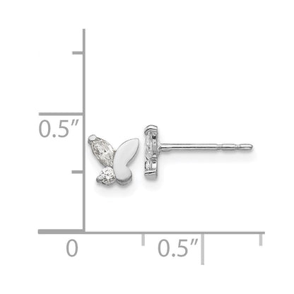 14k White Gold Cubic Zirconia Butterfly Stud Earrings