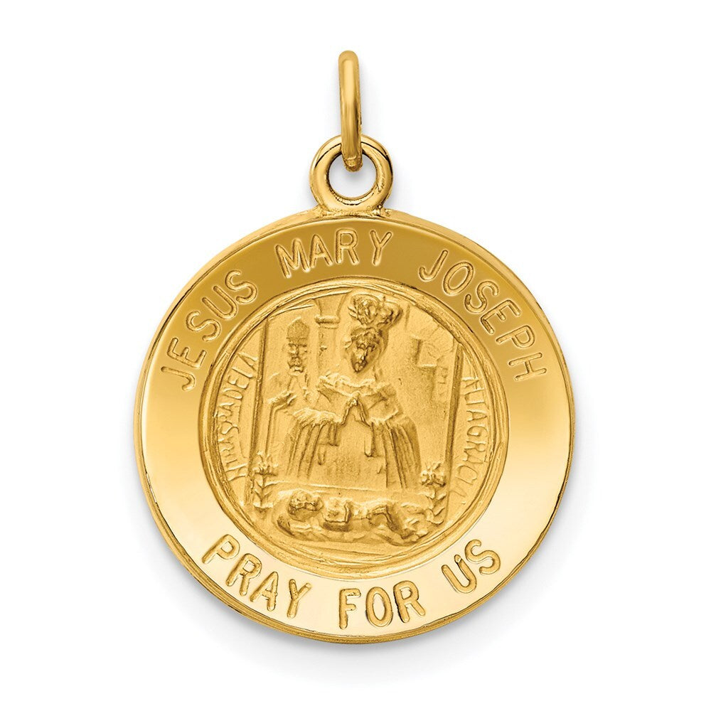 14k Yellow Gold Jesus, Mary, Joseph Medal Charm Pendant for Women