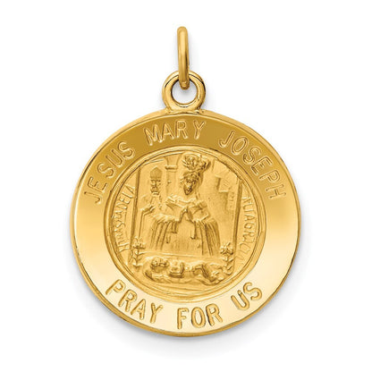 14k Yellow Gold Jesus, Mary, Joseph Medal Charm Pendant for Women