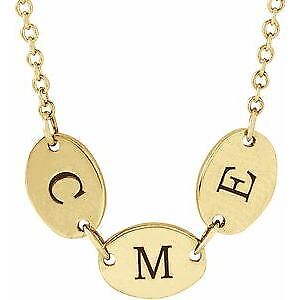 14k Yellow Gold 3-Disc Engravable Family Disc 18" Necklace Gift for Women