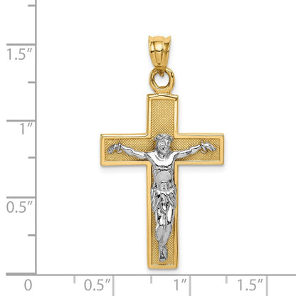 14k Two-tone Gold Crucifix Pendant for Women