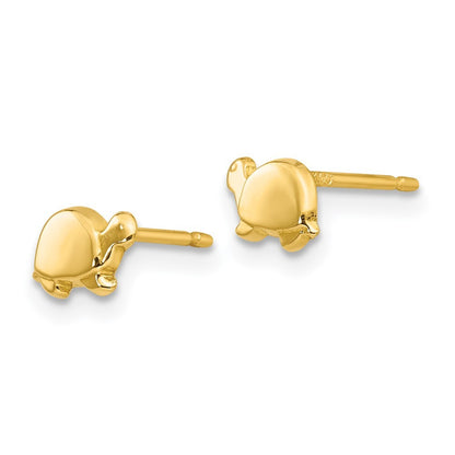 14k Yellow Gold Mini Turtle Stud Earrings Gift for Women