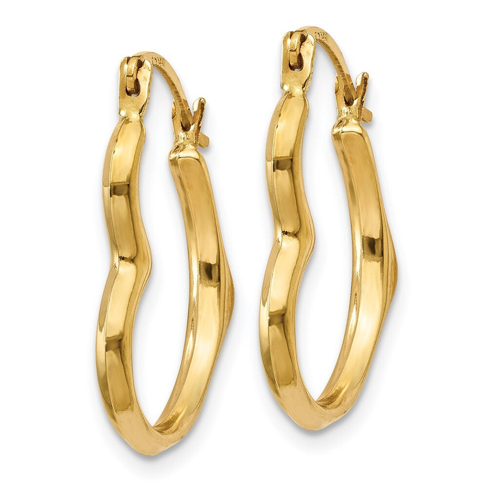 14k Yellow Gold Heart Hoop Earrings