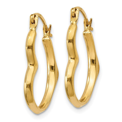 14k Yellow Gold Heart Hoop Earrings