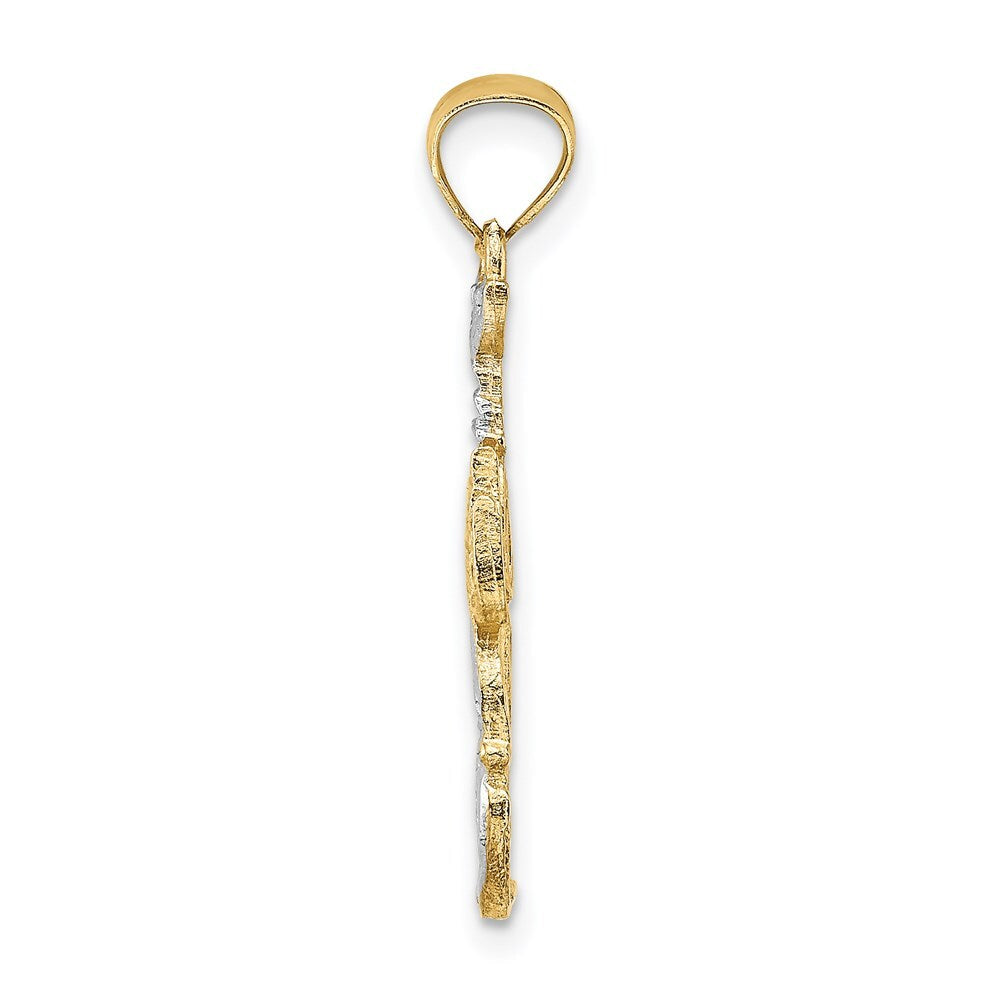 14k Yellow Gold with White Rhodium Lobster Charm Pendant for Women