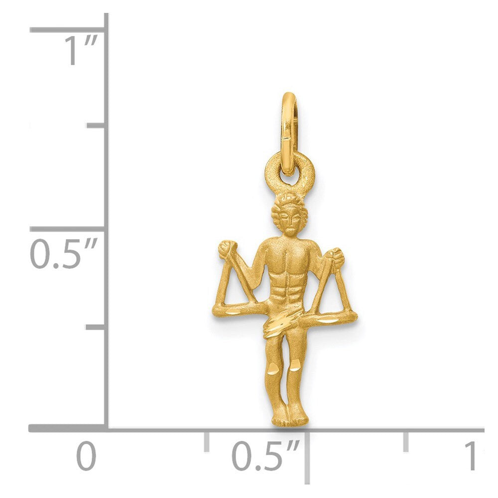 14k Yellow Gold Satin Diamond-cut Libra Zodiac Charm Pendant for Women